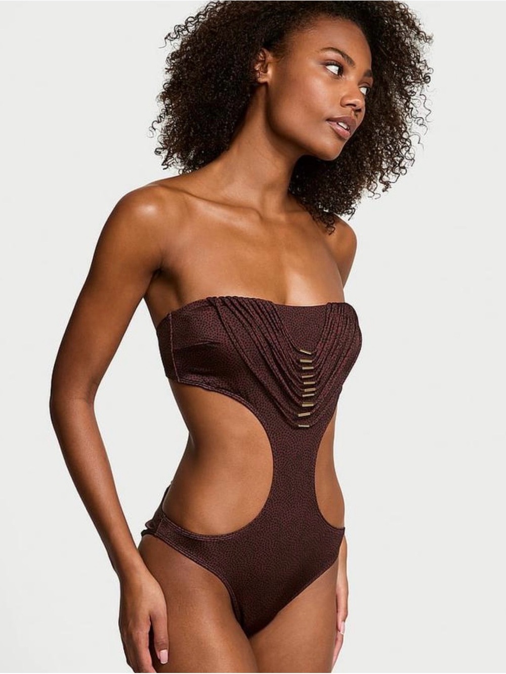 Victoria's Secret Dark Brown One-Piece Cutout Swimsuit NEW Without tags